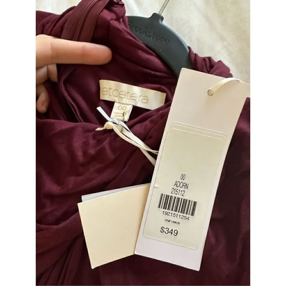 NWT Etcetera Wine Adorn Dress Size 00